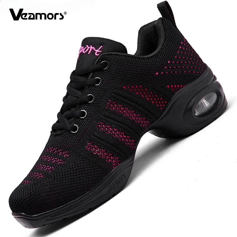 Elastic Women Jazz Sneakers Breathable Ballroom Dancing Shoes Comfortable Modern Dance Shoes for Fitness Outdoor Activities