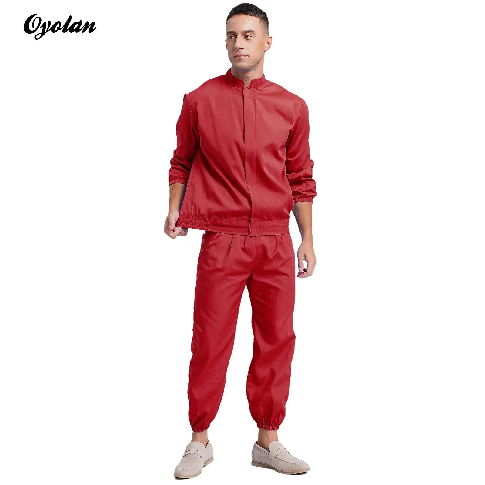 

Unisex Womens Mens Dustproof Wear Resistant spray paint Work Outfits Stand Collar Long Sleeve Front Zip Coat and Long Pants