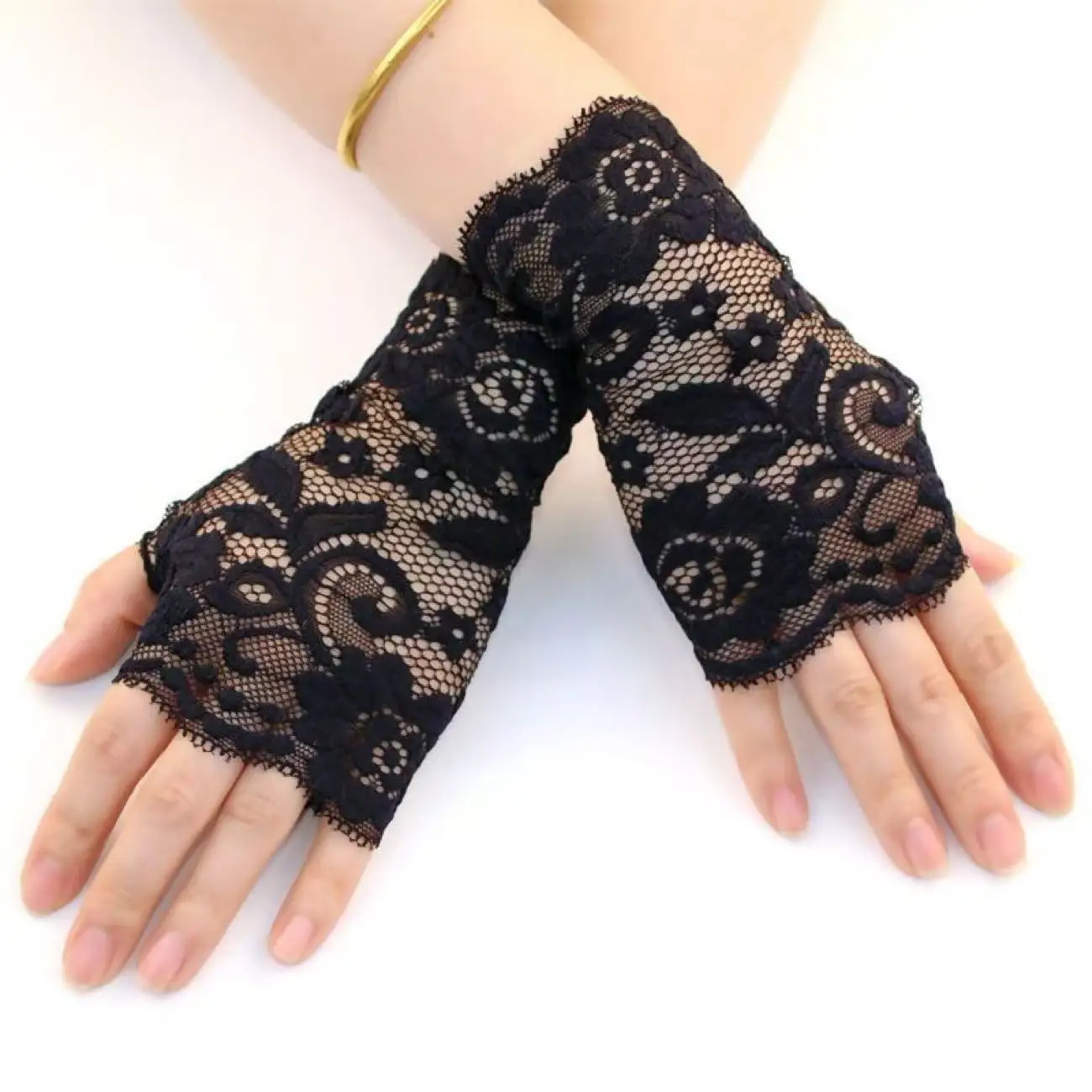 

Летние кружевные перчатки, летние женские перчатки без пальцев для маскировки шрамов, перчатки с кружевным декором