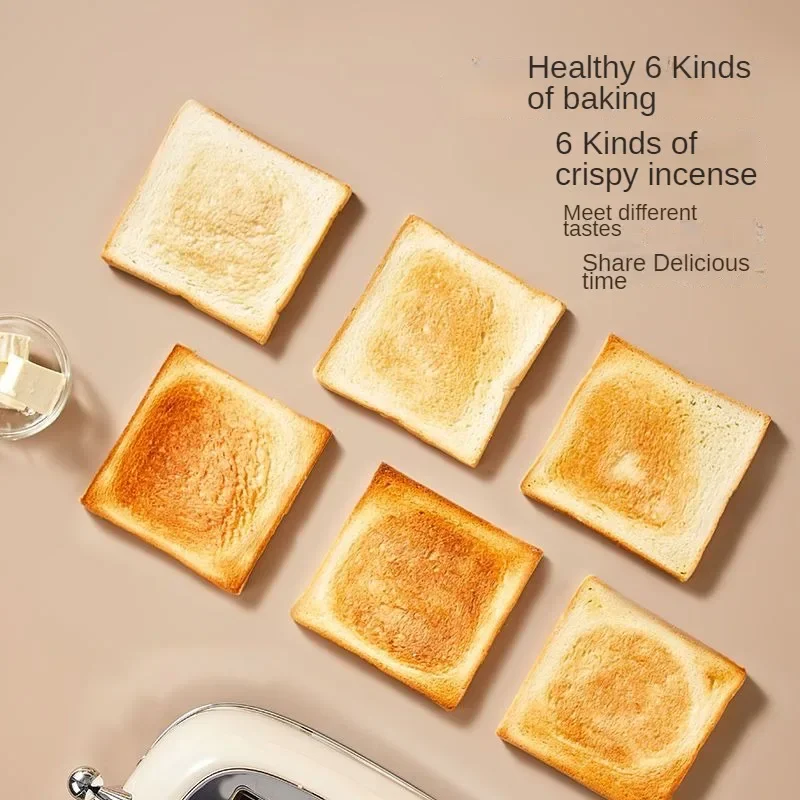 Breakfast Machine 38mm Card Slot Double-sided Heating 6-speed Toasting One Touch Defrost Multi-function Kitchen Toaster