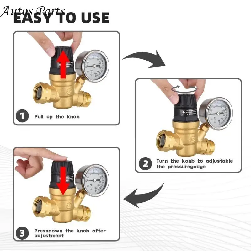 57BA Water Pressure Regulator Water Pressure Regulator Handle Adjustable Water Pressure Reducer for Garden