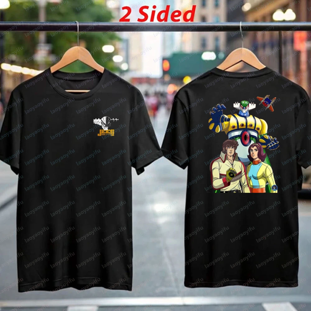 Iron Jack Kotetsu Jeeg Character Print Casual Tops Nostalgic Classic Mecha Cotton T-Shirt for Men's Iron Jack Anime Fans Gift