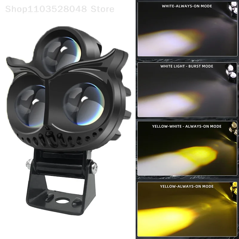 

9-85V 3 LEDs Owl Motorcycle Headlight Spotlights Driving Light Motorbike Scooter Running Lamp High Brightness Fog Light