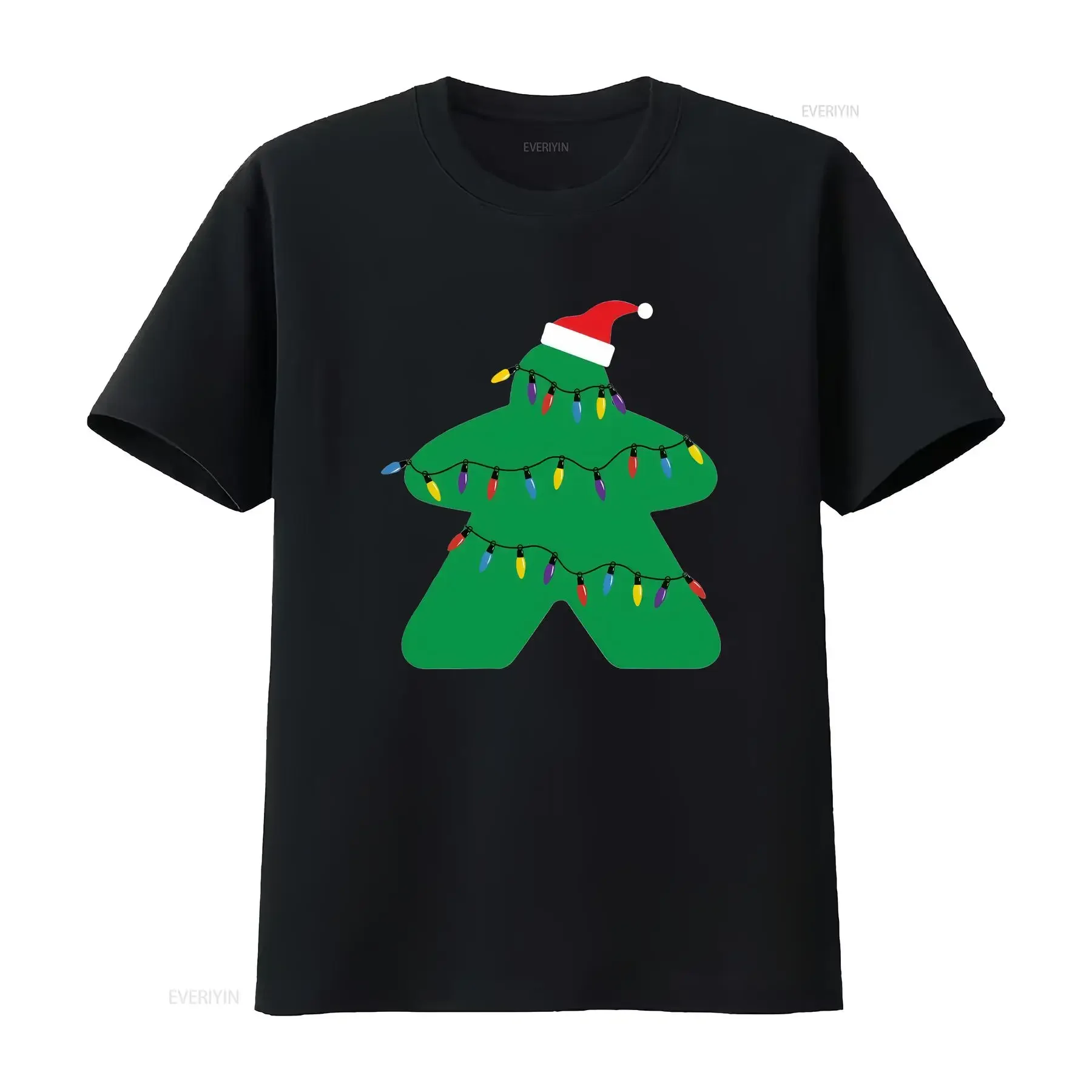 Christmas Lights Meeple T Shirt Board Games Art Tabletop Gaming Dnd Geek Dice Unique Black Funny Top Gamer Cool Cards vintage
