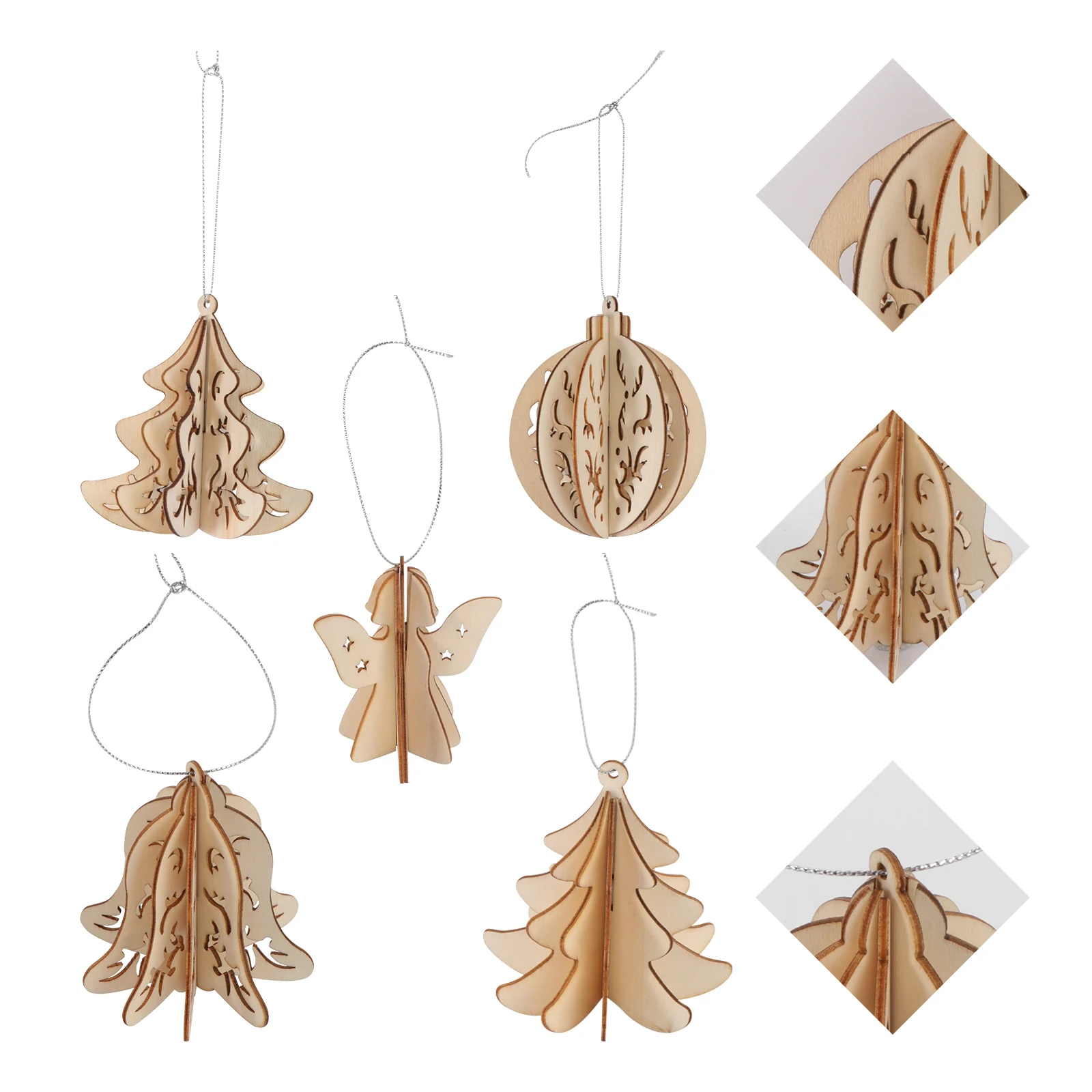 

Xmas Wooden Pendant Ornaments Unfinished Predrilled Cutouts Label Christmas Decor