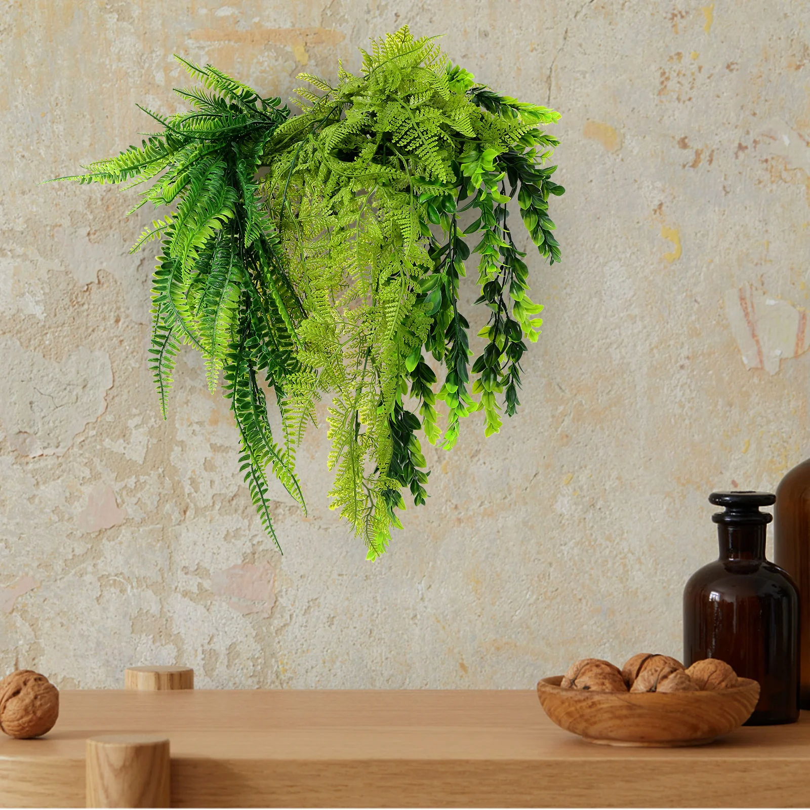 

1 set 1 Set Artificial Green Leaves Vine Fake Greenery Hanging Plant Decor For Wedding Party Scene Layout, Faux Vine Garland,