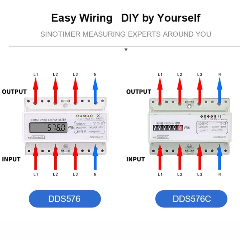 Three Phase 4 Wires Digital Power Electric Electricity Meter DIN Rail Mount AC 380V 400V A