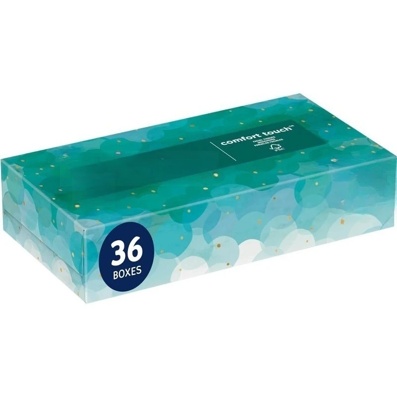 Pañuelos faciales profesionales, a granel (21400), 2 capas, blanco, formato en caja plana, diseñado para empresas (100 pañuelos/caja, 36