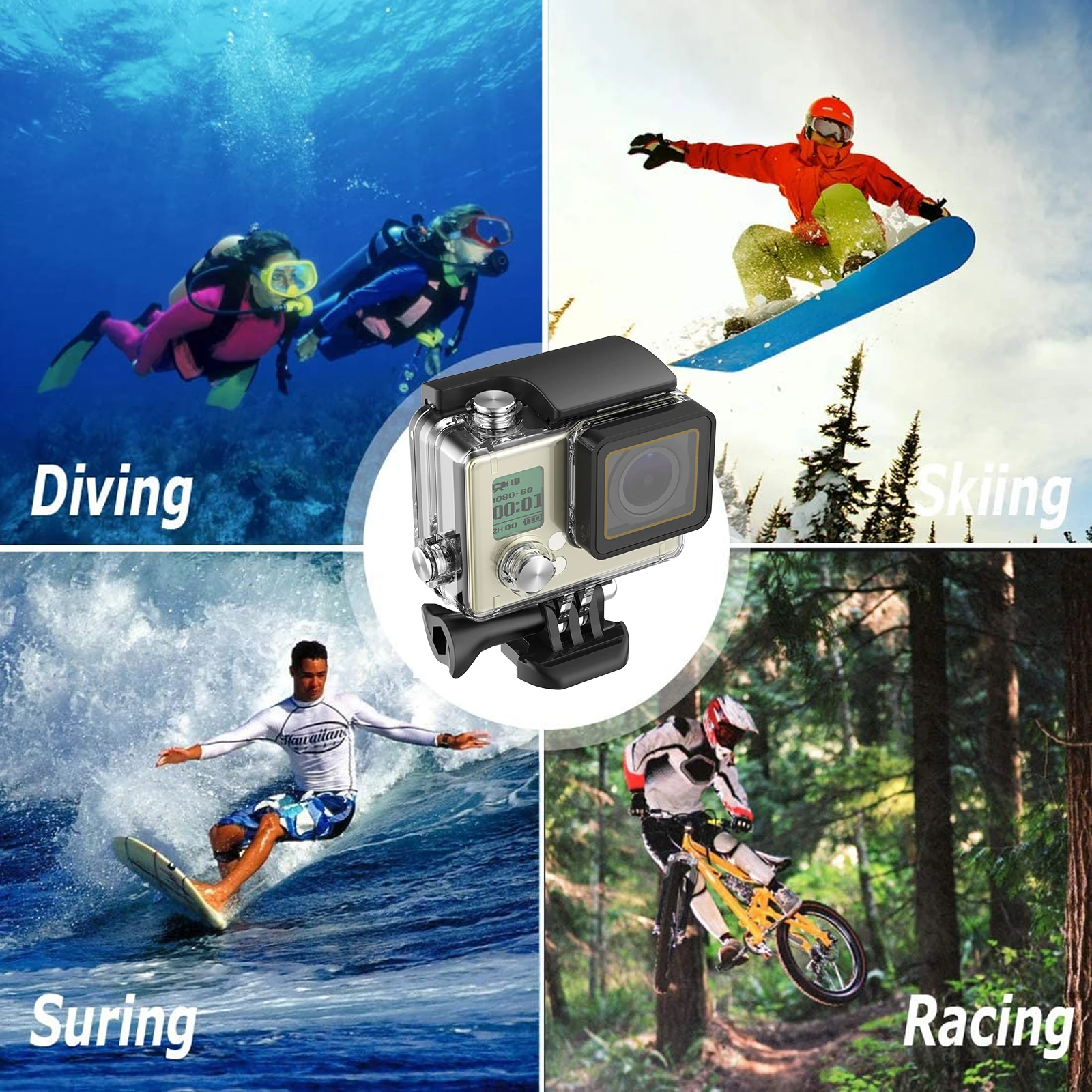 For GoPro Hero 4 3+ Waterproof Case 60m Underwater Diving Protector Housing Cover For Go Por 4 3+ Dive Cover Accessory and Filte