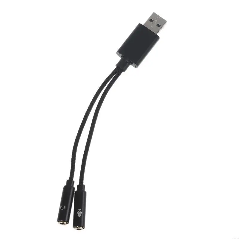 J78A USB Sound Card 3.5mm Aux Adapter Male to 2 Female Stereo Adapter