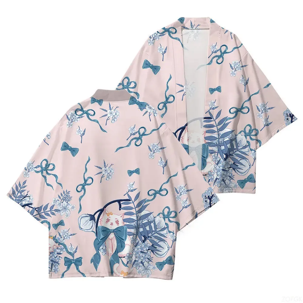 منتج جديد الكرتون الأوروبي الأمريكي أنيمي لطيف نمط ثلاثية الأبعاد الطباعة فضفاضة عادية سترة الصيف الرجال النساء نفس النمط كيمونو #5