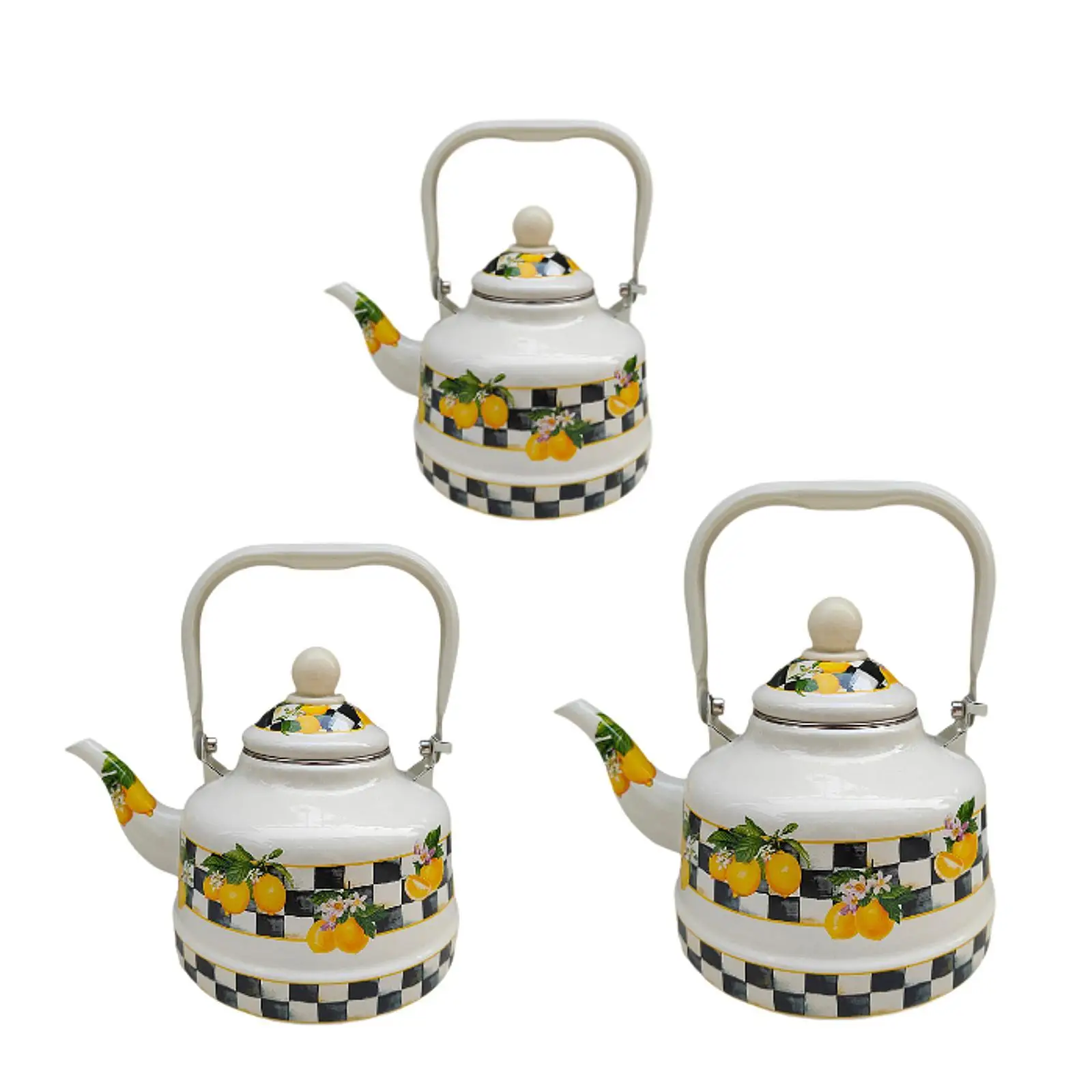 Creative Enamel Tea Kettle Heat Resistant with Lid Comfortable Grip Water Pitcher Home Coffee Boiling Water Party Kitchen
