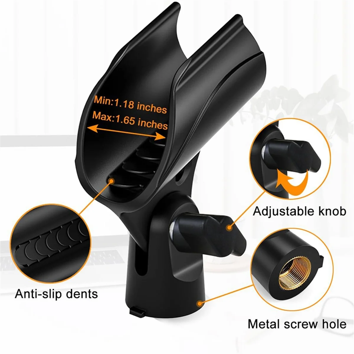 탁상용 마이크 스탠드탁상용 마이크 스탠드, 대부분의 마이크용 3/8인치 스레드가 있는 조정 가능한 데스크탑 마이크 스탠드