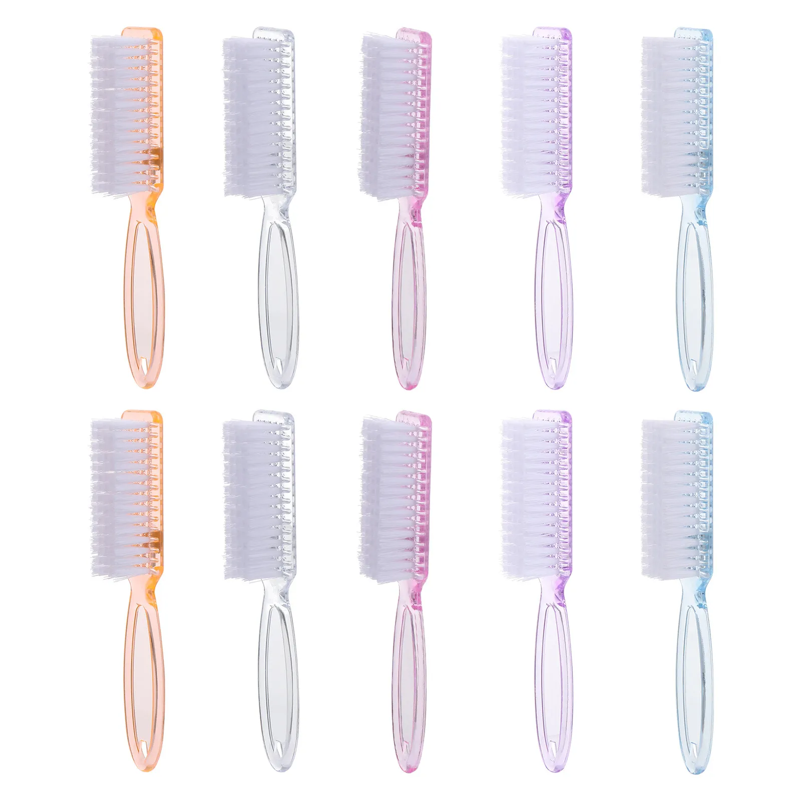 10Pcs Fingernail Brush with Long Plastic Handle Non-Slip Grip Hole Hanging Design for Nail Cleaning Toe Scrub Bathroom Kitchen