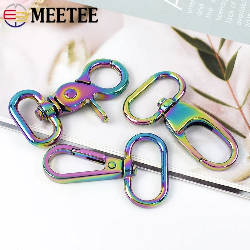 

5/10Pcs Meetee Colored Lobster Clasp Metal Buckle Swivel Snap Hook Bag Strap Keychain Carabiner Webbing Connector DIY Accessory