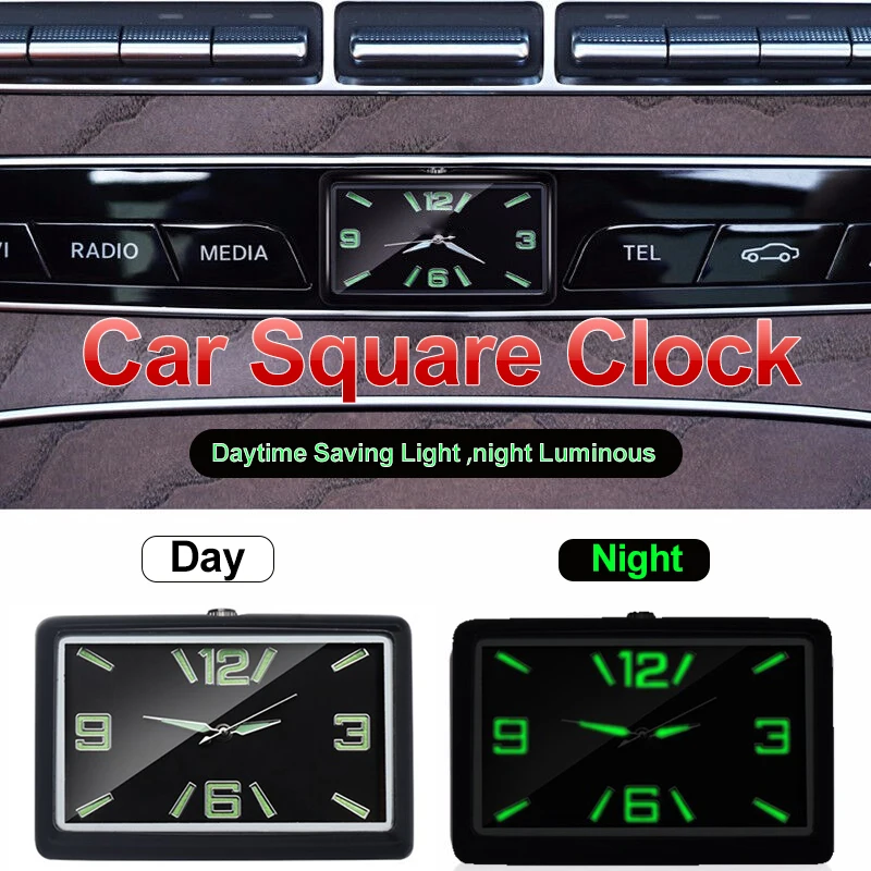 Auto Fashion Car Air Conditioning Vent Electronic Quartz Clock Square Vertical Car Clock Car Luminous Electronic Clock