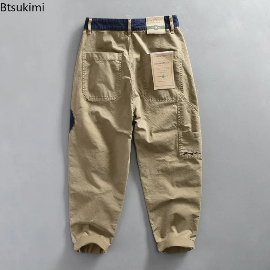 Trendy Versatile Cargo Pants Spring Autumn Men's Retro Baggy Trousers Fashion Streetwear 100% Cotton Straight Casual Pants Male