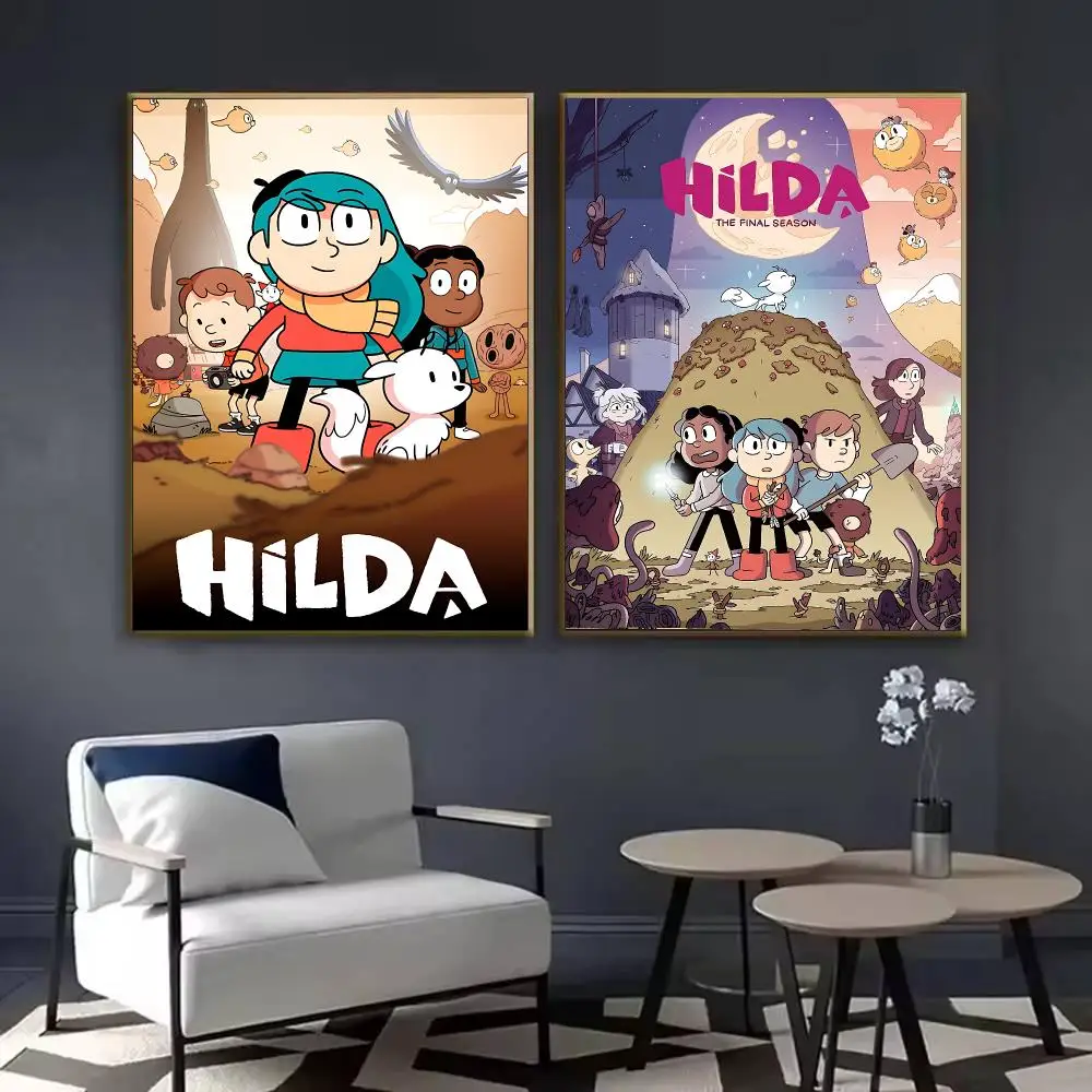 H-Hilda Anime Cartoon Poster Waterproof Sticky Wall Art Print For Bedroom Living Room Hallway Bar Home Decor