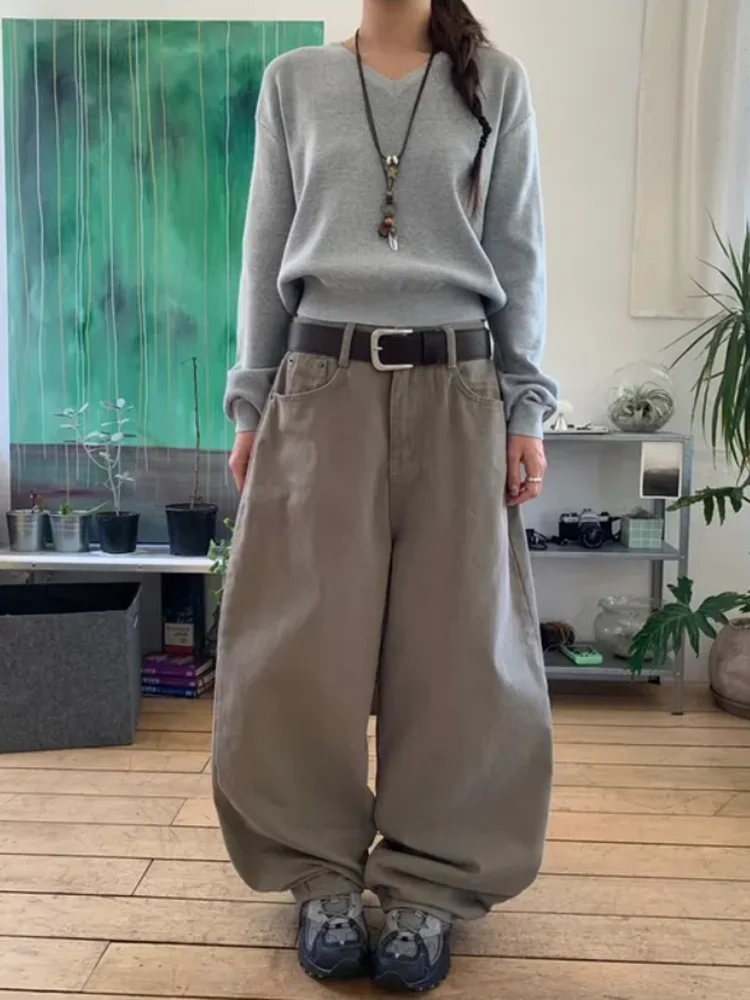 

Retro Sli Casual Wide Leg Pants High Waist Workwear Sle Women's Versatile Loose Slimming Floor-Length Trousers