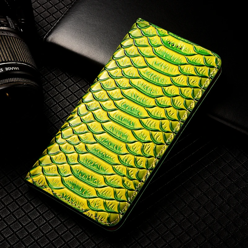 

For Xiaomi 12 12S 12X 12T 13 13T 14 14T 15 15S Pro Ultra Civi Lite Dragon Scale Pattern Genuine Leather Flip Phone Case Cowhide