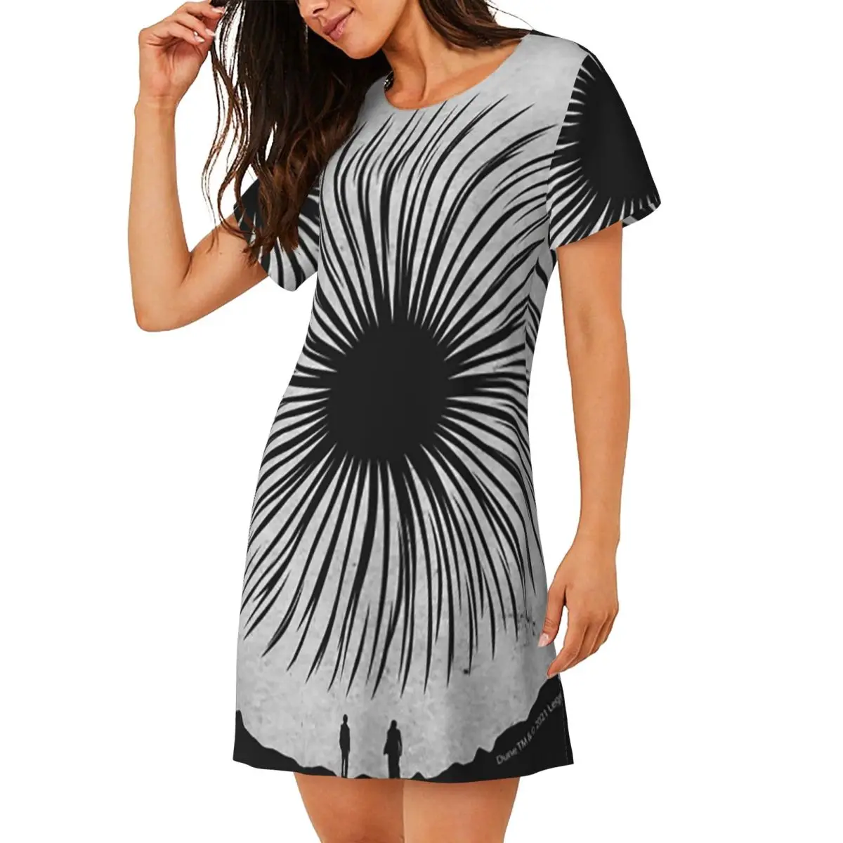 

Custom Movie Dune Sandworm Short Sleeves Nightdress For Sleeping Sleepshirts Women Short Sleeve Nightgowns Loose Pajama Dress