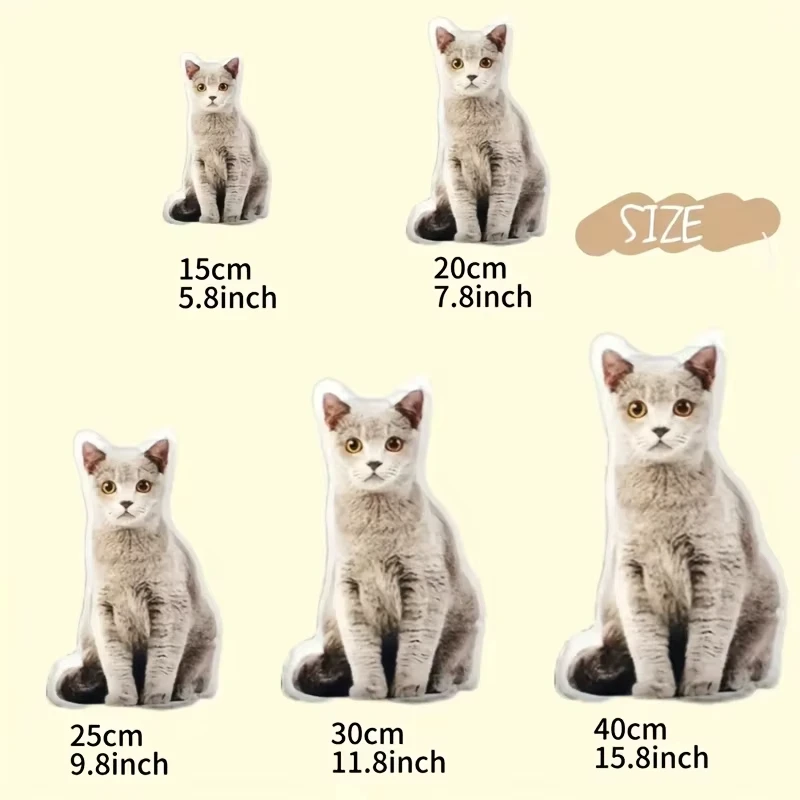 2D Double Sided DIY Custom Pet Picture Pillow Personalized Cat Dog Shaped Plush Cushion Creative Souvenir