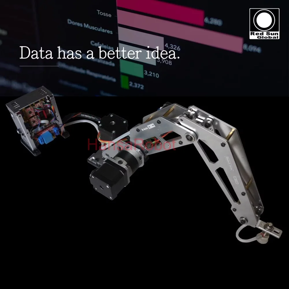Arduino 3 DOF Metall-Roboterarm-Klauen-Set mit Schrittmotor-Saugpumpe, DIY-Manipulator, mechanischer Arm