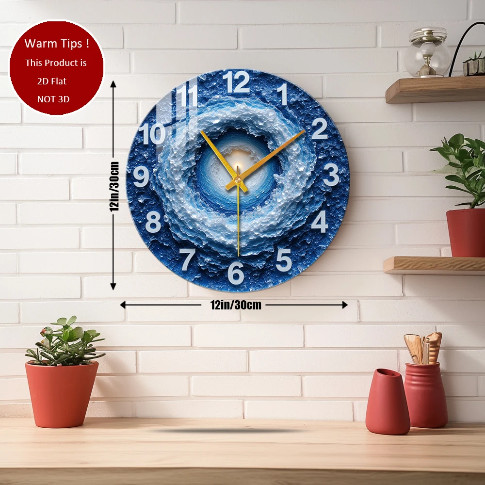 Tempered Glass Wall Clock Ice Cave Center Glow Clock Suitable For House Home Room Wall Decor or Tabletop Display Anywhere