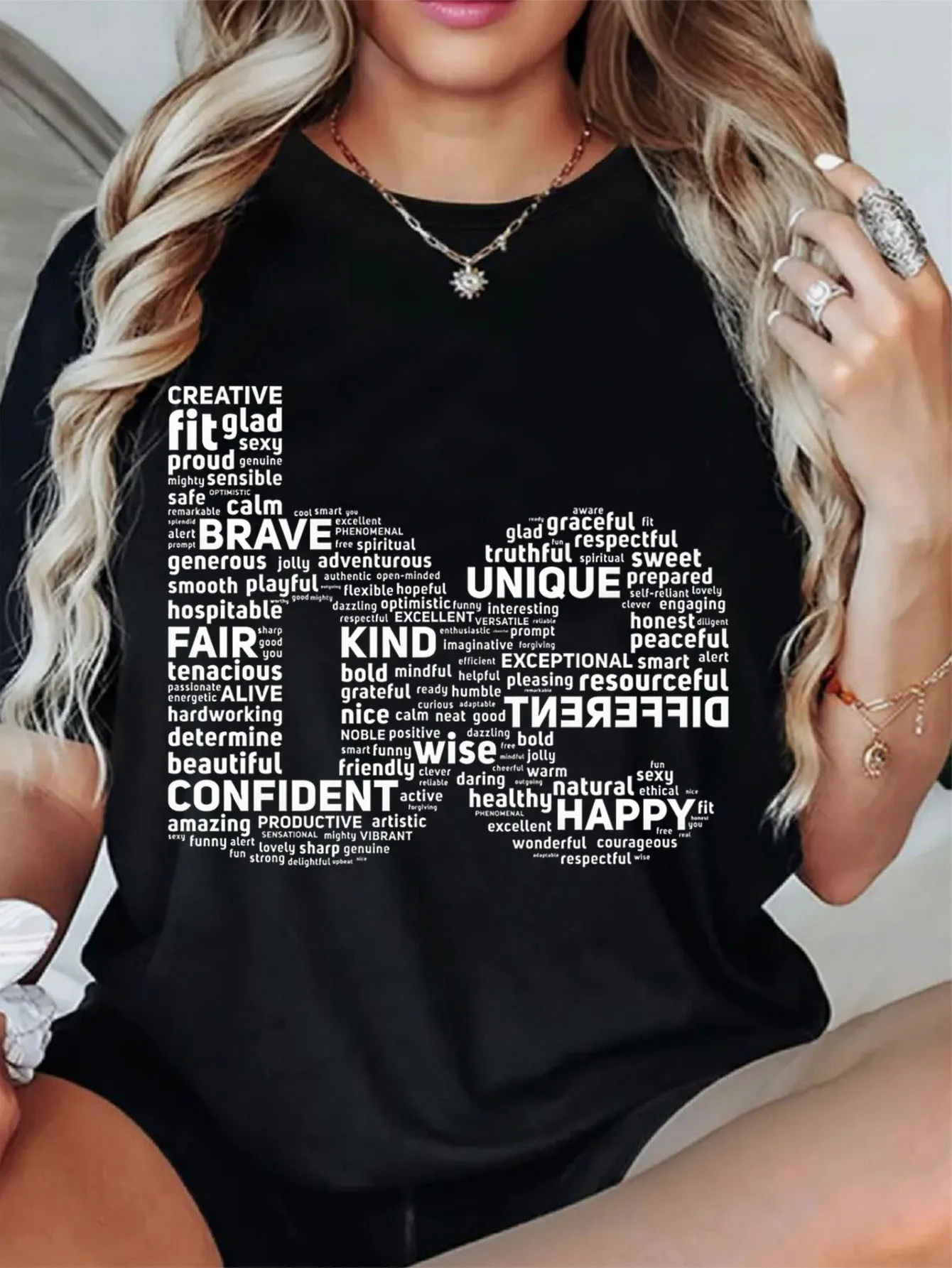 

2026 Family T-Shirt - Black w/Golden Lettering, Retro Streetwear, Elastic Fabric, Short Sleeve