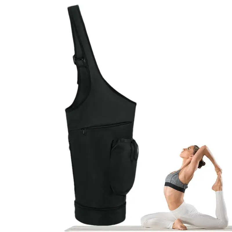 Yoga Bag For Mat Black Nylon Yoga Mat Bag Comfortable Adjustable Shoulder Strap Large Capacity Storage Pouch For Yoga Mats