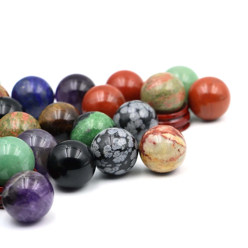 25 مللي متر الحجر الطبيعي كريستال المجال مصقول غلوب الريكي شفاء شقرا الكرة مع قاعدة خشبية ديكور المنزل هدايا رائعة تذكارية #5