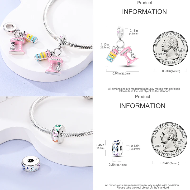 925 Sterling Silber Rosa Charm-Perlen Parfüm Katze Kaffeetasse High Heel Spielcontroller Cupcake DIY Armband Geschenk für Frauen – Detail 14