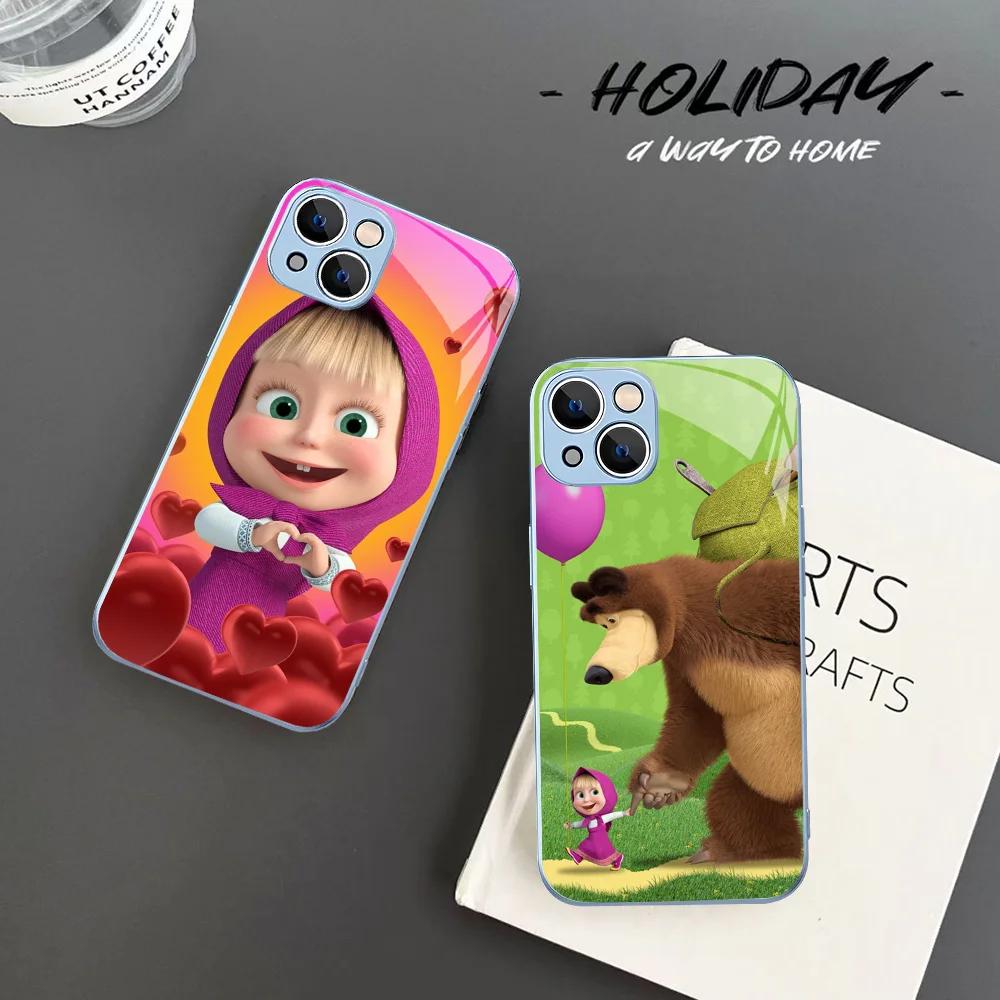 

Girl And The Bear Phone Case Tempered Glass For iphone 14 13 12 11 Pro Mini XS MAX 14Plus X XS XR Fundas