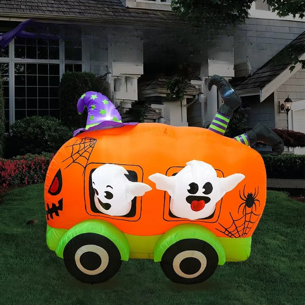 Halloween pumpkin car air model courtyard decoration, atmosphere arrangement 1.5 meters air model pumpkin devil ornament