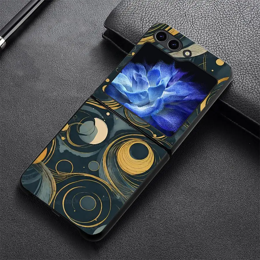 Case for Samsung Galaxy Z Flip 8 Z Flip 7 6 5 4 3 Flip3 Flip7 FE Flip5 Flip4 Flip6 Phone Shell Funda Gold Circle Print