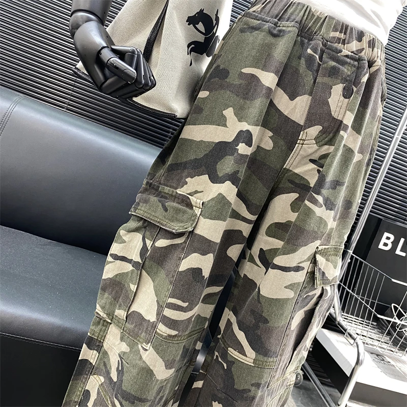 New 2022 Designer new style Famous brand Trendy cool Camouflage casual jeans summer High waist Loose Sports Overalls