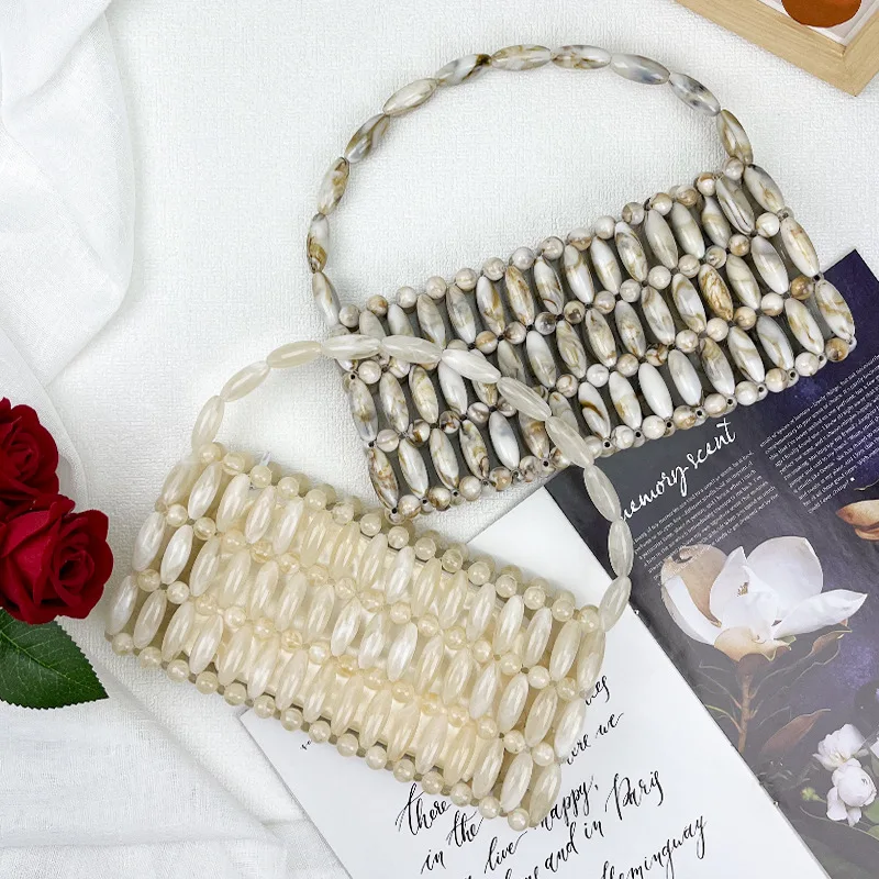 

Акриловая женская сумка ручной работы из бисера, новая универсальная пляжная сумка для отдыха, модный шикарный кошелек, сумка для мобильного телефона