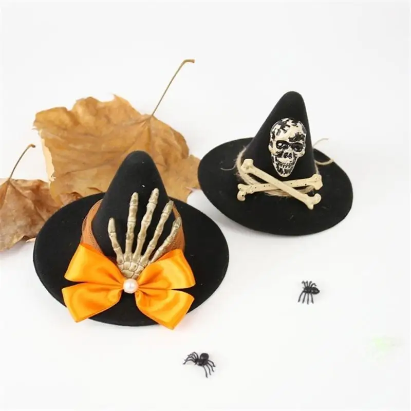 39BD Halloween Witch Hat Hair Clip Gothic Witch Hat Headpiece costume Cosplay