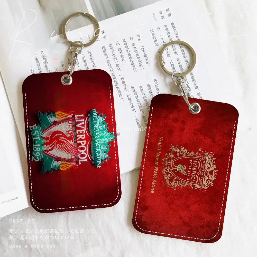 L-Liverpools مستطيل بطاقة الهوية حالة المفاتيح الوصول حافظة للبطاقات مفتاح العلامة حلقة حامل البطاقة الجلدية حلقة رئيسية الوصول #2