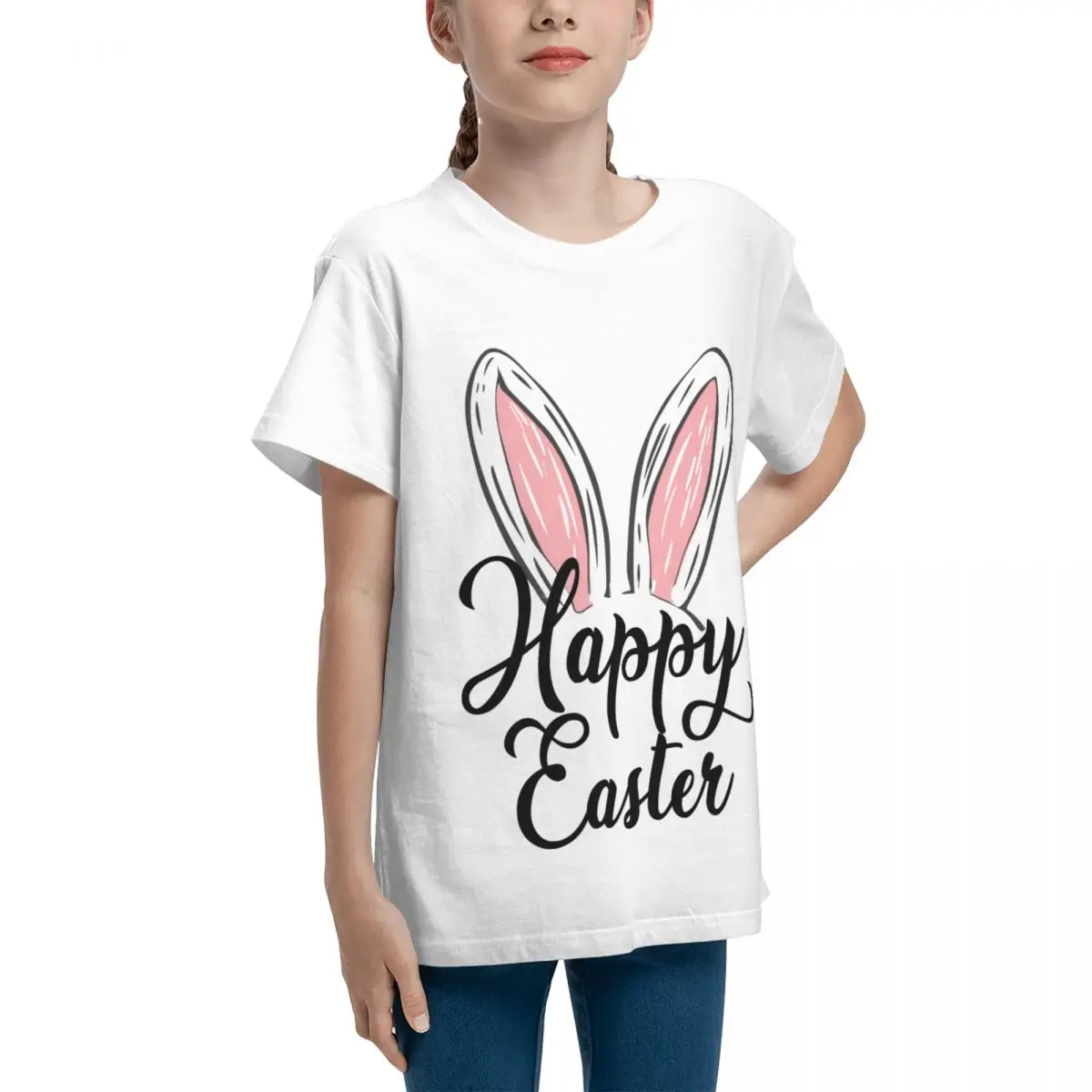 Happy Easter Bunny Ears Colorful Spring For A Top quality Tees Novelty Casual Fitness Crewneck Teeanger T-Shirt