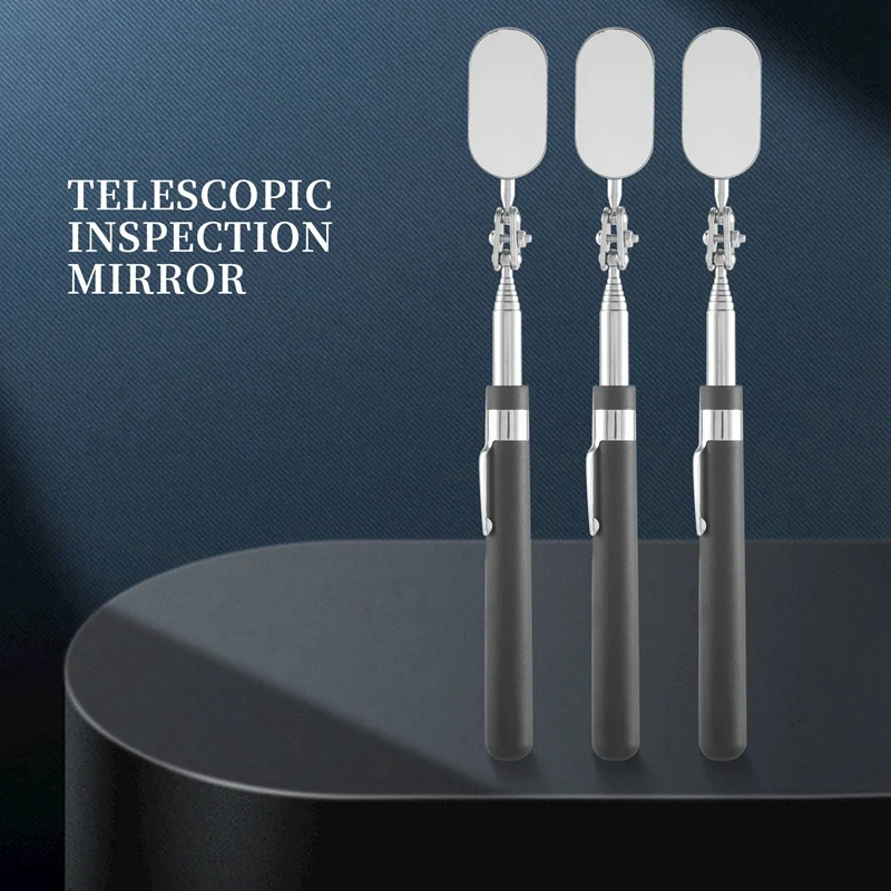 3 Pieces Telescoping Inspection Mirror Observe Mirror Inspection Tool For Check The Condition Of The Vehicle(Oval)