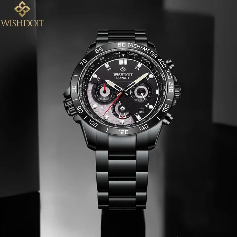 WISHDOIT Watch for Men Waterproof Original Stainless Steel Sport Chronograph Quartz Luxury TOP Brand WISHDOIT Fashion Wristwatch