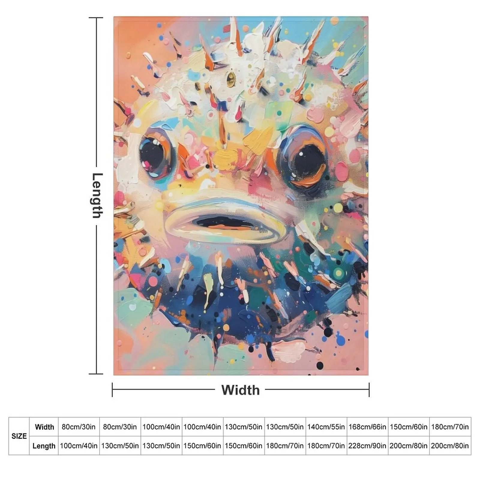 Pufferfish in Bright Modern Colors Throw Blanket anime heavy to sleep Blankets