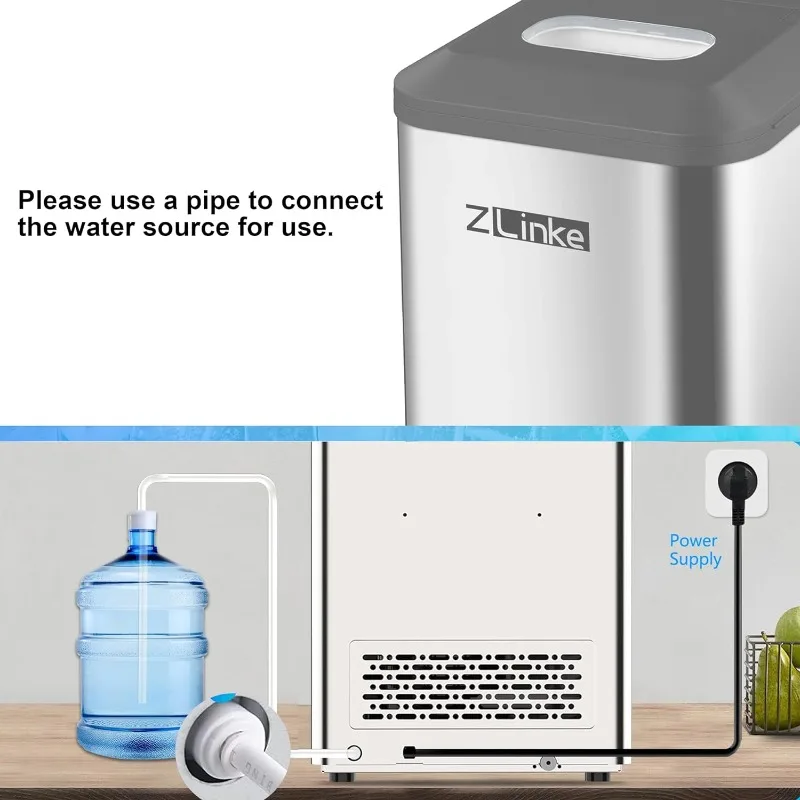 Countertop Ice Maker Machine, 44Lbs/24H Auto Self-Cleaning, 24 Pcs Ice/15 Mins, Portable Compact Ice Maker with Ice Scoop &