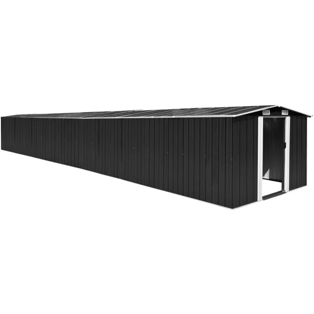 

Outdoor storage shed with 4 ventilation openings, double sliding doors, garden shed, smokeless coal, galvanized steel tool shed