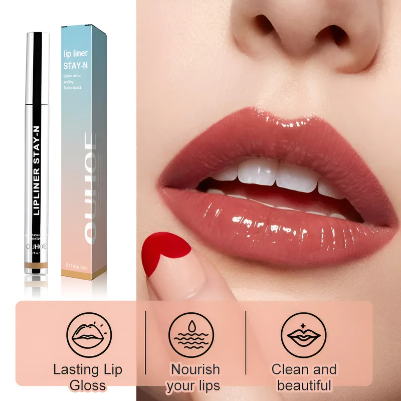 Delineador de labios despegable, resistente al agua, lápiz labial líquido de larga duración, delineador de labios antiadherente, delineador de labios hidratante, cuidado de manchas de labios