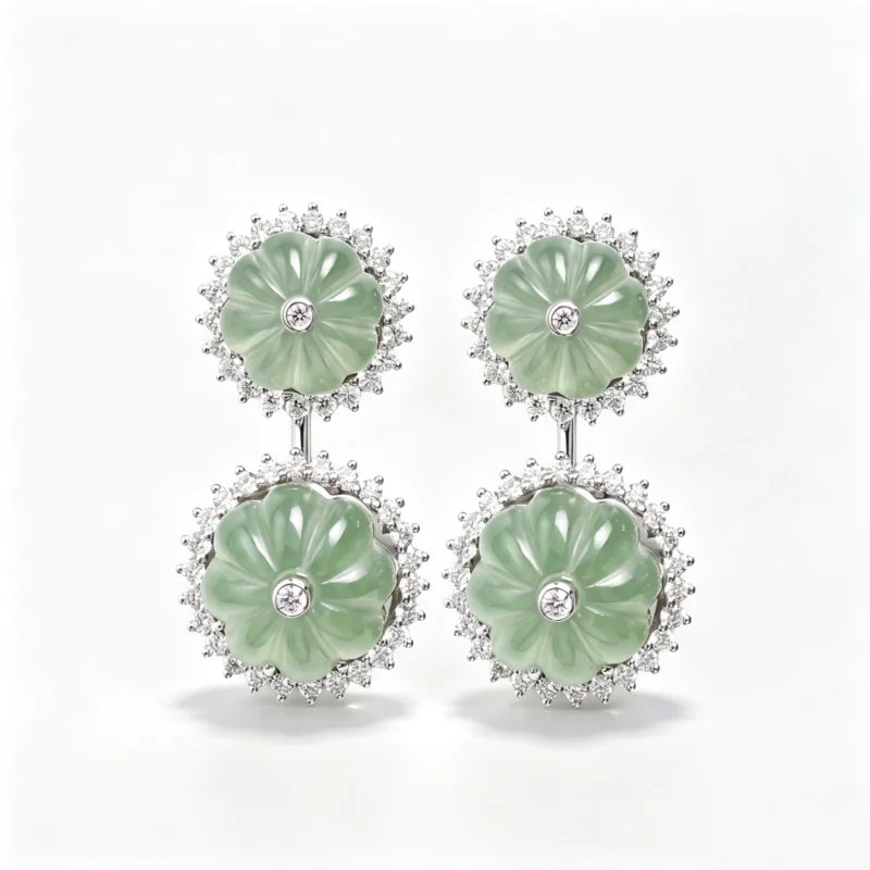 Bellux Natural White Crystal Pumpkin Beads Earrings 925 Silver Inlaid Diamond Double Layer Flower Detachable Two Wear Earrings
