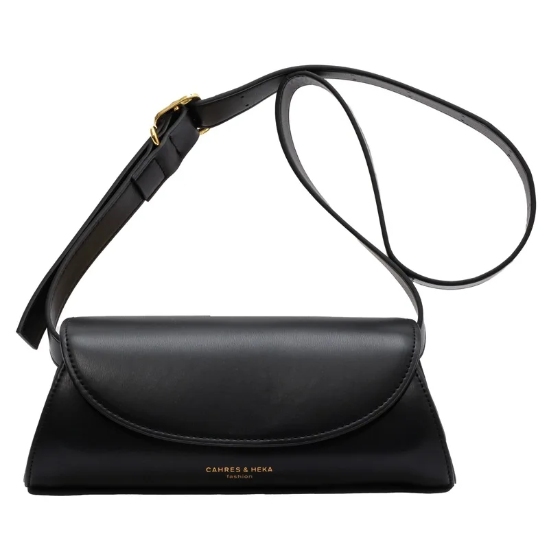 Classic Black Shoulder Bag 2024 New French Minimalist Square Bag High-end Fashionable Textured PU Leather Designer Crossbody Bag