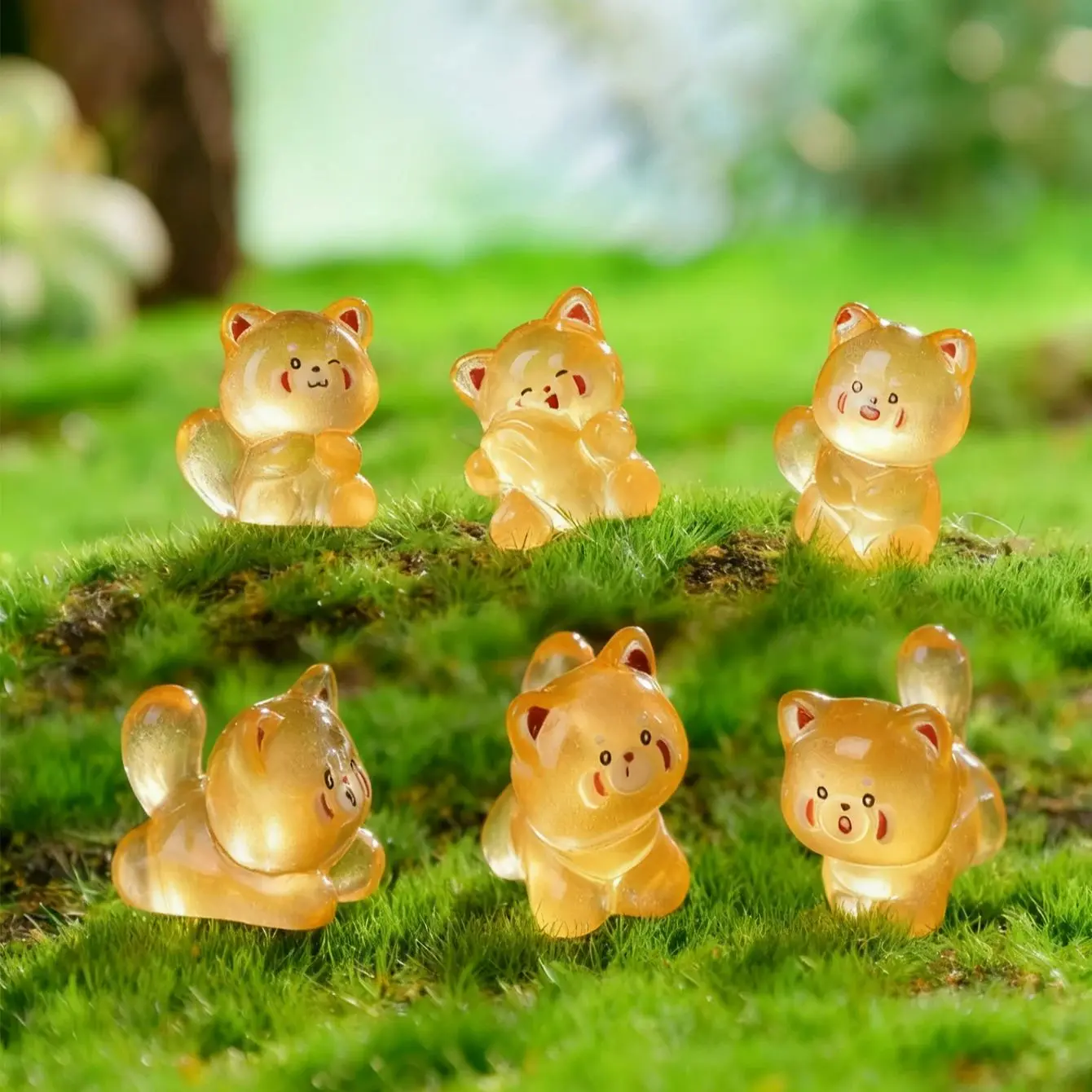 10/20 قطعة تماثيل الراكون المضيئة يتوهج في الظلام ديكور صغير من الراتنج لحديقة الجنية هدية حفلة عيد الميلاد لون عشوائي #5