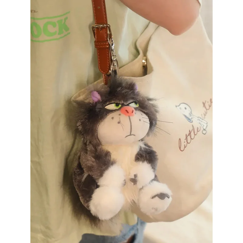 12-18cm Kawaii Lucifer Cat Plush Keychain Toy Cat Animal Pendant Cute Gift Kids Movie Cinderella Stuffed Doll Soft Lucifer